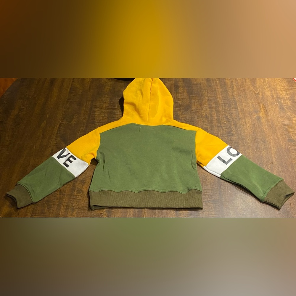 Green and Yellow GIRL quarter zip hoodie - Picture 2 of 7